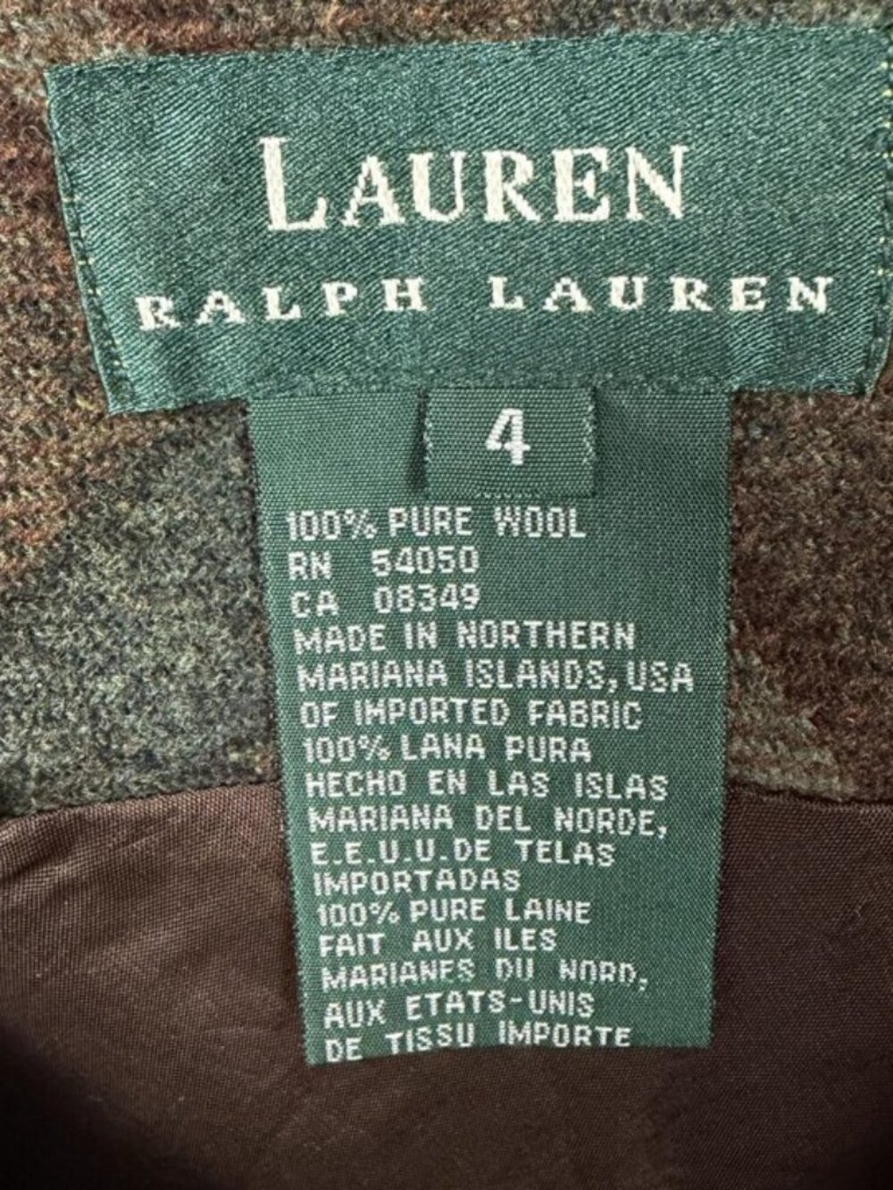 Vintage Lauren Ralph Lauren Maxi Skirt Size 4 Brown Plaid Wool Preppy Equestrian - Picture 4 of 5